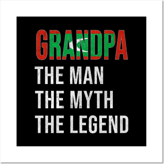 Grand Father Maldivian Grandpa The Man The Myth The Legend - Gift for Maldivian Dad With Roots From  Maldives Wall Art by Country Flags